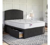 Divan Base Direct Linoso Charcoal Platform Top Divan Bed No Storage Base 2Ft6 Small Single + Wiltshire Floor Standing Headboard