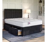 Divan Base Direct Naples Black Platform Top Divan Bed Base 2Ft6 Small Single With 2 Drawers + Amalfi Strutted Headboard