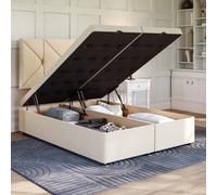 Divan Base Direct Naples Cream Ottoman Divan 2Ft6 Small Single End Lift Ottoman + Hampton Strutted Headboard