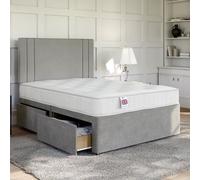 Divan Base Direct Naples Silver Platform Top Divan Bed Base 2Ft6 Small Single With 2 Drawers + Verona Floor Standing Headboard