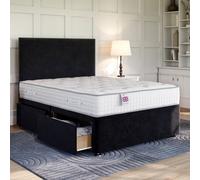 Divan Base Direct Plush Black Platform Top Divan Bed No Storage Base 3Ft Single + Livorno Floor Standing Headboard
