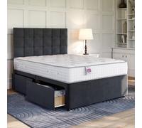 Divan Base Direct Plush Charcoal Platform Top Divan Bed No Storage Base 6Ft Super King + Sicily Floor Standing Headboard