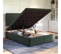 Divan Base Direct Plush Emerald Green Ottoman Divan 3Ft Single End Lift Ottoman