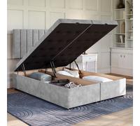 Divan Base Direct Plush Light Silver Ottoman Divan 3Ft Single End Lift Ottoman + Florence Strutted Headboard