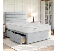Divan Base Direct Plush Light Silver Platform Top Divan Bed Base 2Ft6 Small Single With 2 Drawers + Sorrento Floor Standing Headboard