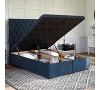 Divan Base Direct Plush Marine Ottoman Divan 4Ft6 Double End Lift Ottoman + Buckingham Floor Standing Headboard
