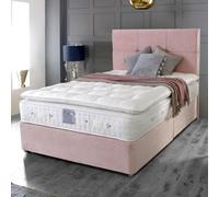Divan Base Direct Shire Brecon 3000 Pocket Sprung Natural Fillings Pillow Top Divan Bed Set 4Ft6 Double 4 Drawers Continental- Plush Pink
