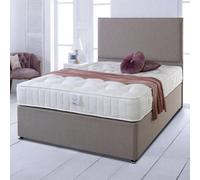 Divan Base Direct Shire Essentials 1000 Pocket Sprung Tufted Divan Bed Set 3Ft Single 2 Drawers Side- Wool Bronze