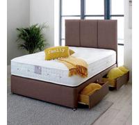 Divan Base Direct Shire Ludlow 1000 Pocket Sprung Natural Fillings Divan Bed Set 3Ft Single 2 Drawers Side- Wool Chestnut
