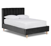 Divan Base Direct Solara Vertical Paneled Fabric Bed Base Only 6Ft Super King- Verlour Ebony