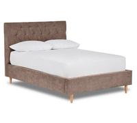 Divan Base Direct Solstice Modern Tall Chesterfield Fabric Bed Base Only 4Ft Small Double- Brecon Nutmeg