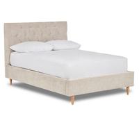 Divan Base Direct Solstice Modern Tall Chesterfield Fabric Bed Base Only 4Ft6 Double- Brecon Silver