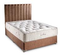 Divan Base Direct Sophia Briar-Rose Amber 1000 Pocket Sprung Natural Wool Bamboo Bed Set 3Ft Single 2 Drawers Side - Wool Chestnut