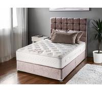 Divan Base Direct Sophia Briar-Rose Pandora 3000 Pocket Sprung Memory Foam Bed Set 6Ft Super King Continental- Plush Velvet Pink