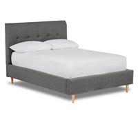 Divan Base Direct Starlight Shaped Headboard With Shallow Buttoning Bed Base Only 4Ft6 Double- Opera Pebble
