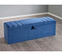Divan Base Direct Titania Ottoman Storage Box 3Ft Single - Plush Velvet Marine
