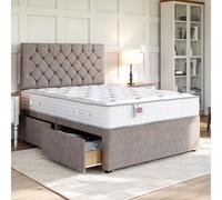 Divan Base Direct Wool Bronze Platform Top Divan Bed Base 3Ft Single With 2 Drawers + Chesterfield Floor Standing Headboard