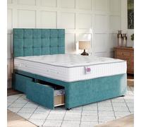 Divan Base Direct Wool Jade Platform Top Divan Bed Base 2Ft6 Small Single With 2 Drawers + Sicily Strutted Headboard