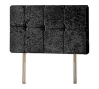 Divan Bed Headboard 8 Cubed Deluxe Crushed Velvet Padded Fabric Sturdy Design (Black, Small Single 2 FEET 6 INCHES,Height 20 INCHES)