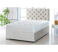 DIVAN BED WITH MATTRESS AND HEADBOARD AND DRAWERS IN PLUSH VELVET (SILVER, 3FT - O DRAWER)