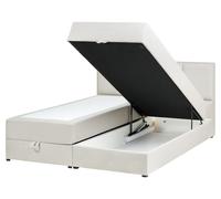 Beliani Divan Bed With Storage Baronet Fabric Off-White 160 X 200 Cm (Eu King Size)