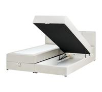 Beliani Divan Bed with Storage Fabric BARONET 180 x 200 cm (EU Super King) Off-White, White