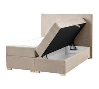 Beliani Divan Bed with Storage Fabric MAJOR 120 x 200 cm (EU Small Double) Taupe, Brown