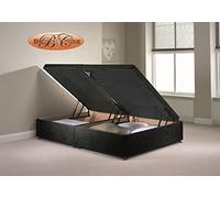 Divan Ottoman Side Lift Storage Bed Single 4'6 Double 5ft King Size Chenille (5FT Kingsize, Black)