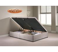 Divan Ottoman Side Lift Storage Bed Single 4'6 Double 5ft King Size Chenille (5FT Kingsize, Silver)
