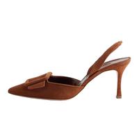 Divanne Slingback Pumps, Women's Kitten Heels Buckle Pointed Toe Slingbacks Heels Sandals Evening Party Wedding Shoe