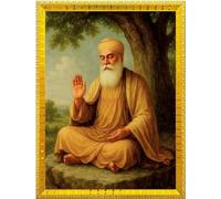 DIVARTH Guru Nanak Dev Ji Photo Frame Waheguru Sikh Guru Photos for Wall Hanging Home Decor Religious Spiritual Painting Living Room Decoration Gift Ready 10x13 Inch Premium Frame (Golden)