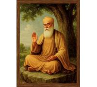 DIVARTH Guru Nanak Dev Ji Photo Frame Waheguru Sikh Guru Photos for Wall Hanging Home Decor Religious Spiritual Painting Living Room Decoration 10x13 Inch Premium Frame (Brown)