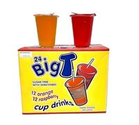 DIVAS SPIRITUAL Big T Sugar-Free Cup Drinks - Orange & Raspberry, 24 Bulk Pack with Paper Straws