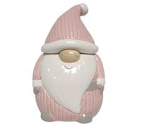 DIVAS SPIRITUAL Ceramic Gonk Cookie Jar with Cookies - Festive Grey and Pink Design, Ideal for Holiday Decor and Gifting (Pink)
