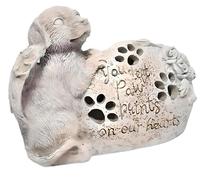 DIVAS SPIRITUAL Commemorative Pet Solar Light Ornament - Durable Polyresin, Weather-Resistant, Memory Tribute Dog Statue, 12cm, Eco-Friendly LED, Garden Decor in Antique Stone Colour (Dog)