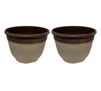 DIVAS SPIRITUAL Crackle Effect Planter 30 cm White Plastic Plant Pot with Ceramic Look Finish Indoor Outdoor Decorative Round Flower Container 11 Litre Capacity Available Single or Pack of 2 (2)