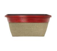 DIVAS SPIRITUAL Crackle Window Box 30cm - Ceramic White/Glitz Red Decorative Rectangular Planter with Drainage Hole Indoor Outdoor Flower Box 5.7L (1)