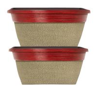 DIVAS SPIRITUAL Crackle Window Box 30cm - Ceramic White/Glitz Red Decorative Rectangular Planter with Drainage Hole Indoor Outdoor Flower Box 5.7L (2)