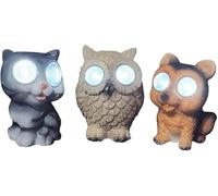 DIVAS SPIRITUAL Forest Animal Solar Garden Light Resin Outdoor LED Ornament Hedgehog Rabbit Cat Squirrel 11 cm (Pack of 3 Assorted)