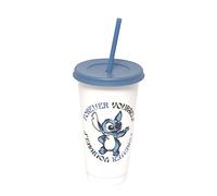 DIVAS SPIRITUAL Fun Forever Yourself Design, Spill-Resistant, Durable and Portable Lillo & Stitch Drink Cup with Straw (Forever Stitch)