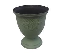 DIVAS SPIRITUAL Green Decorative Urn Style Garden Planter - Plastic Lightweight With Removable Pedestal Base Indoor Small Plant Pot (1)