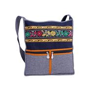 DIVAS SPIRITUAL Hand Embroidered Cross Body Bag Ladies Elegant Canvas Hobo Bag Size 39cm X 34cm with Handle 93cm