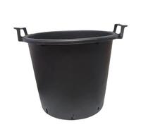 DIVAS SPIRITUAL Heavy Duty Black Plastic Garden Container with Handles and Drainage Holes - Large Plant Pot Planter Tub 30L 35L 43L Capacity Indoor Outdoor Use (1, 43lt (38.2 cm x 49.4 cm x46.2 cm))