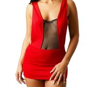 DIVAS SPIRITUAL Red Deep Plunge Front lace Mini Dress Sleeveless Low Back Short Bodycon Stretch Fabric Soft Comfortable Clubwear Party Outfit for Women Night Out (Large(UK 14-16))