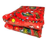 DIVAS SPIRITUAL Soft and Cozy Fleece Throw Blanket Super Soft Bed Throw Grinch Design Large 127 x 152 cm (Red)
