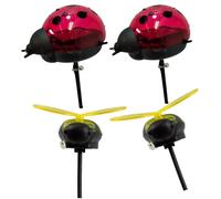DIVAS SPIRITUAL Solar Garden Stake Lights Decorative Ladybird and Bee Designs Outdoor Solar-Powered LED Lighting for Garden, Pathway (Pack of 4: 2 Ladybug + 2 bee)