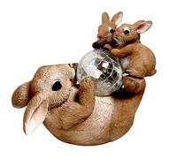 DIVAS SPIRITUAL Solar Powered Rabbit Family Garden Ornament with LED Light Cute Outdoor Animal Figurine Sculpture Auto On at Dusk No Wiring Required Weather Resistant