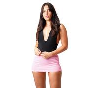 DIVAS SPIRITUAL Women’s Sexy Micro Mini Skirt - Solid Color Low Waist Slim Fit Pencil Skirt - Stretchy Tight Short Skirt for Club, Party, Night Out & Streetwear - Multiple Colors (UK, Alpha, L, Pink)