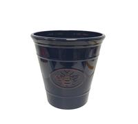 Divas World Bee Embossed Glossy navy blue Planter 30cm x 25.2cm, 0.88kg - Decorative Flower Pot for Garden, Patio, and Home Decor