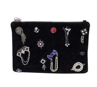 Divas World Black Embellished Clutch Bag | Faux Leather Evening Party Pouch